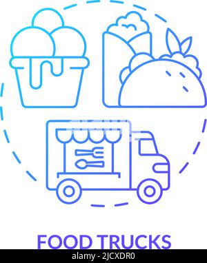 Food trucks blue gradient concept icon Stock Vector