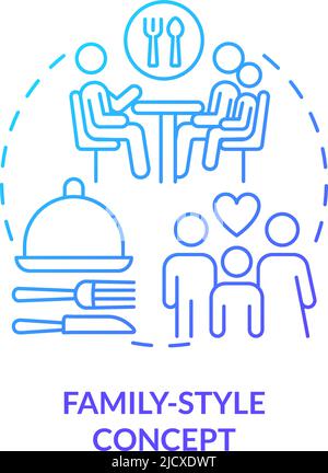 Family-style restaurant blue gradient concept icon Stock Vector