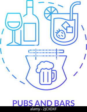 Pubs and bars blue gradient concept icon Stock Vector