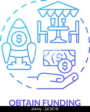 Obtain funding blue gradient concept icon Stock Vector