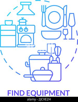 Find equipment blue gradient concept icon Stock Vector