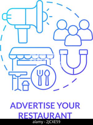 Advertise restaurant blue gradient concept icon Stock Vector