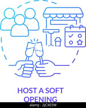 Host soft opening blue gradient concept icon Stock Vector