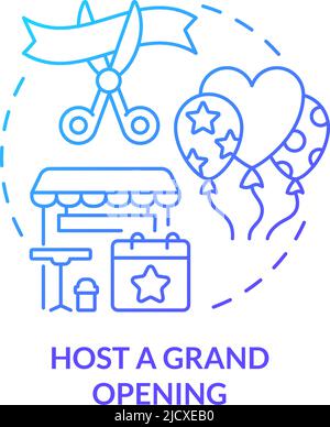 Host grand opening blue gradient concept icon Stock Vector