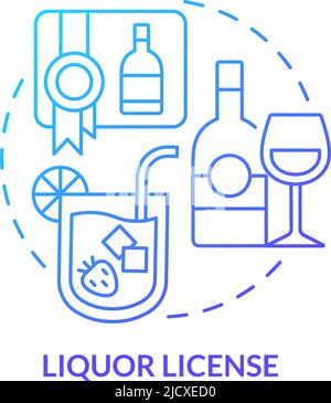 Liquor license blue gradient concept icon Stock Vector