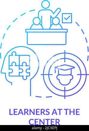 Learners at center blue gradient concept icon Stock Vector