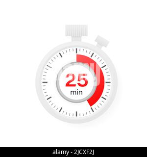 The 25 minutes timer. Stopwatch icon in flat style Stock Vector