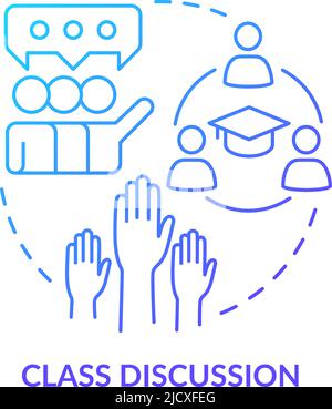 Class discussion blue gradient concept icon Stock Vector