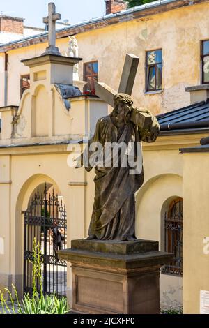 Lviv, Ukraine - 09 June 2018: Courtyard at the Christianity in the Armenian Cathedral of the Assumption of Mary in Lviv. Stock Photo