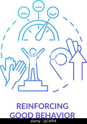 Reinforcing good behavior blue gradient concept icon Stock Vector