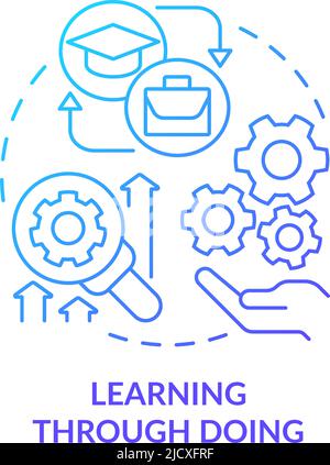 Learning through doing blue gradient concept icon Stock Vector