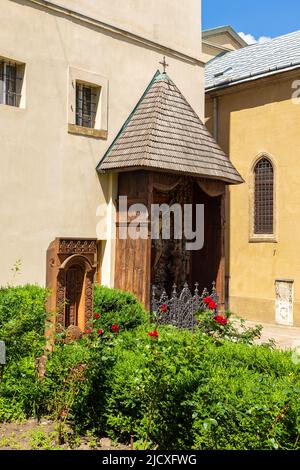 Lviv, Ukraine - 09 June 2018: Courtyard at the Christianity in the Armenian Cathedral of the Assumption of Mary in Lviv. Stock Photo