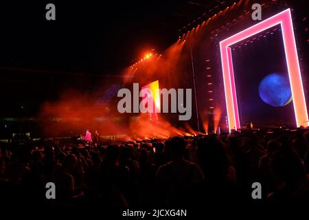 Turin, Italy. 15th June, 2022. Turin Italy June 15 2022The Italian singer-songwriter, Cesare Cremonini performs in Turin, with his Stadi 2022 tour (Photo by Bruno Brizzi/Pacific Press) Credit: Pacific Press Media Production Corp./Alamy Live News Stock Photo