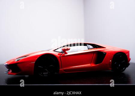 9 May 2021 Eskisehir Turkey Lamborghini Aventador diecast model close up view Stock Photo