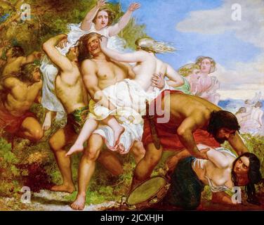 The tribe of Benjamin seizing the daughters of Shiloh in the vineyards, painting in oil on canvas by Sir John Everett Millais, 1847 Stock Photo