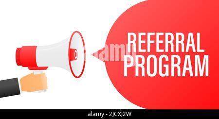 Hand holding megaphone with Referral Program Stock Vector