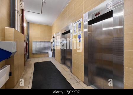 Photograph of elevators in a residential complex  Stock Photo