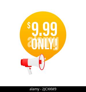 Sale 9.99 Dollars Only Offer Badge Sticker Design in Flat Style. Vector illustration. Stock Vector