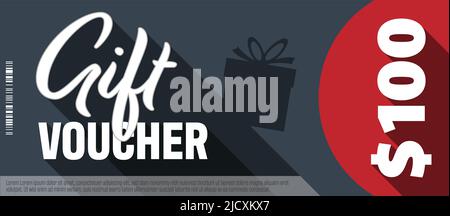 100 dollar gift voucher or gift card template, vector illustration Stock Vector