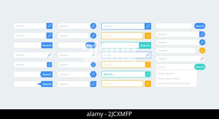 Search bar vector element design, set of search boxes ui template ...
