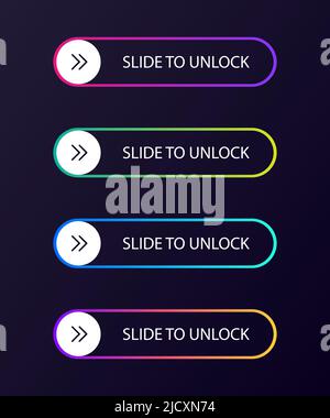 Slide to unlock in flat and gradient color. Stock Vector