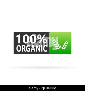 100 percent organic label. green eco badge. Sticker. Vector illustration Stock Vector