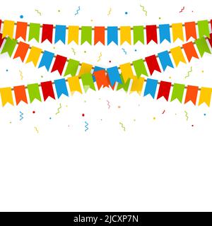 Multicolored bright buntings flags garlands Stock Vector