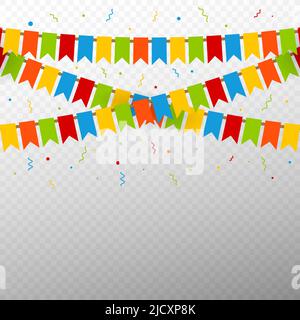 Multicolored bright buntings flags garlands Stock Vector