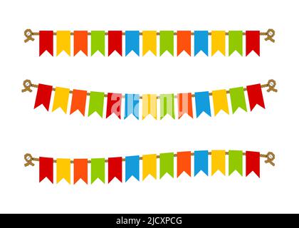 Multicolored bright buntings flags garlands Stock Vector