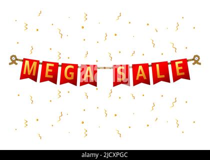 Flag Mega Sale. Old school flag banner Stock Vector