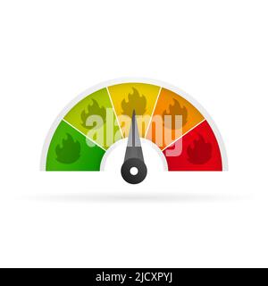 Chili peppers scale mild, medium, hot and hell icons Stock Vector
