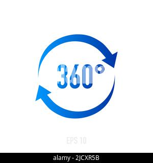 360 degrees view sign icon on white background Stock Vector