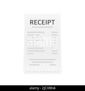 Receipt icon in a flat style isolated on a colored background. Invoice sign. Stock Vector