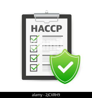 HACCP. Hazard Analysis Critical Control Points icon with award or checkmark Stock Vector