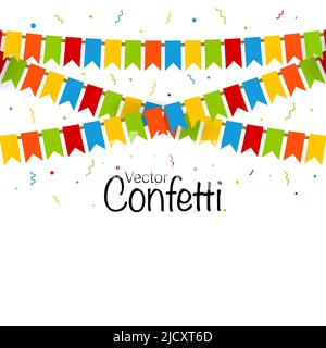 Multicolored bright buntings flags garlands. Stock Vector