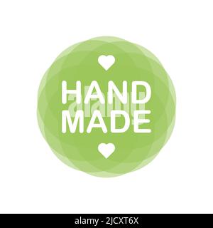 Hand made green label on white background. Stock Vector