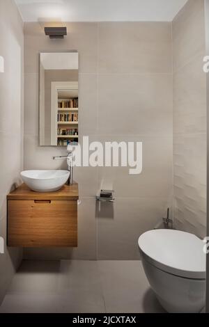 Guest Bathroom Interior of a Modern Apartment Stock Photo