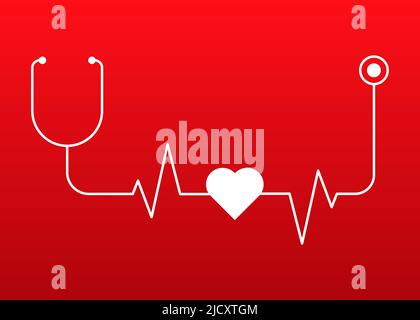 heart with pulse icon in flat style isolated. Stock Vector