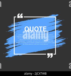 Trendy block quote modern design elements. Creative quote and comment text frame template. Stock Vector