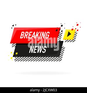 Breaking news banner isolated on white background. Banner design template. Vector illustration Stock Vector