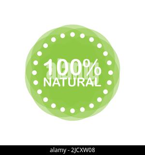 100 natural label illustration isolated on white background. Stock Vector