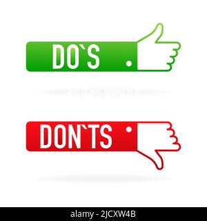 check marks ui button with dos and donts. flat simple style trend modern red and green checkmark. Stock Vector