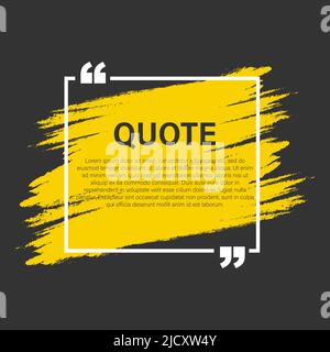 Trendy block quote modern design elements. Creative quote and comment text frame template. Stock Vector