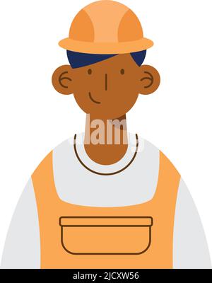 afro male builder constructor worker with building vector illustration ...