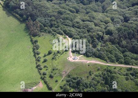 aerial view of Tandle Hill View Point at Royton, Oldham, Lancashire Stock Photo