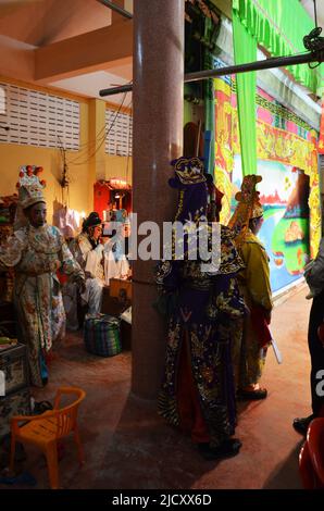 Thai people of chinese descent acting playing present traditional chinese contemporary classical opera for show local people in happy new years festiv Stock Photo