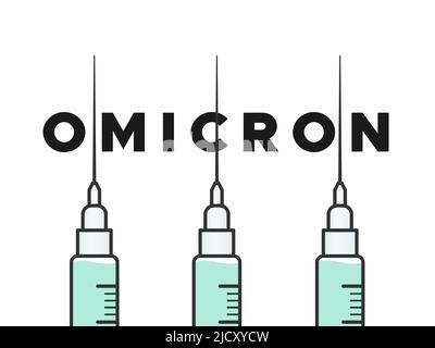 Omicron variant. Third booster dose vaccine concept. Covid 19. Vector illustration, flat design Stock Vector