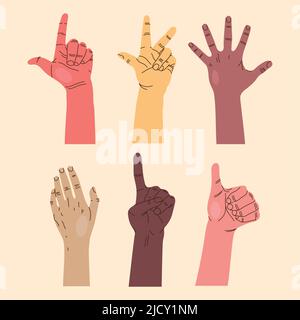 six left handers day set icons Stock Vector