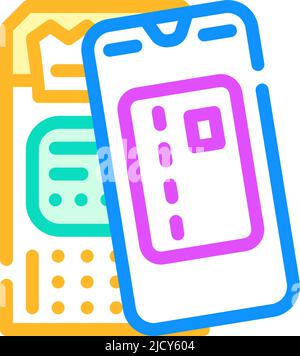 cashless and contactless payment with phone color icon vector illustration Stock Vector