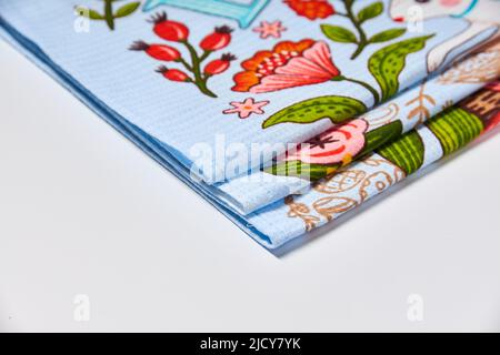 Beautiful waffle towel with the Easter symbols  Stock Photo